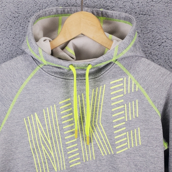 Nike Sweater Womens Gray Green Cowl Neck DRI FIT Pullover Hoodie Sweatshirt MED - Picture 5 of 10